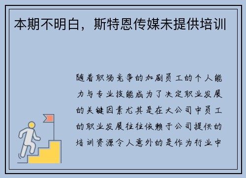 本期不明白，斯特恩传媒未提供培训